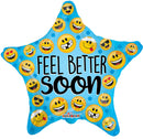 18" Feel Better Soon Smilies Star Balloon