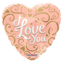 18" I Love You Rose Gold Heart Balloon