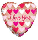 18" I Love You Rose Gold Hearts Balloon