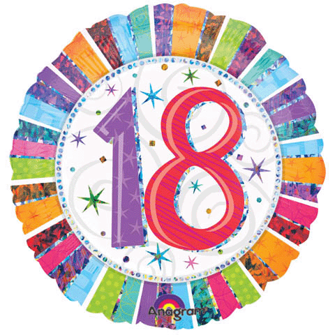 18" Holographic Radiant Birthday 18 Balloon