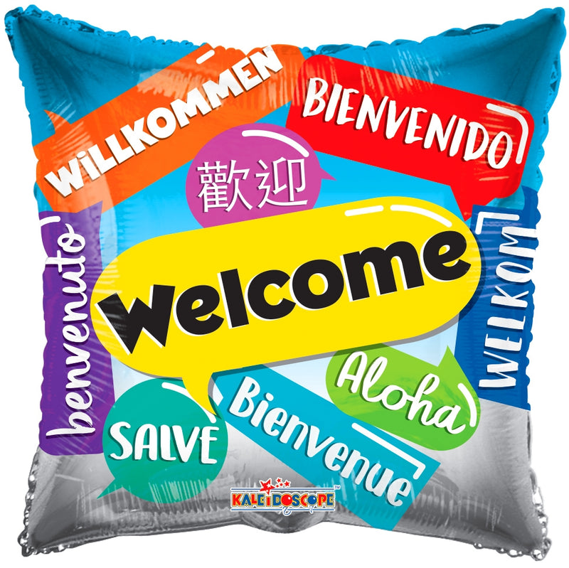 18" Welcome Languages Square Balloon