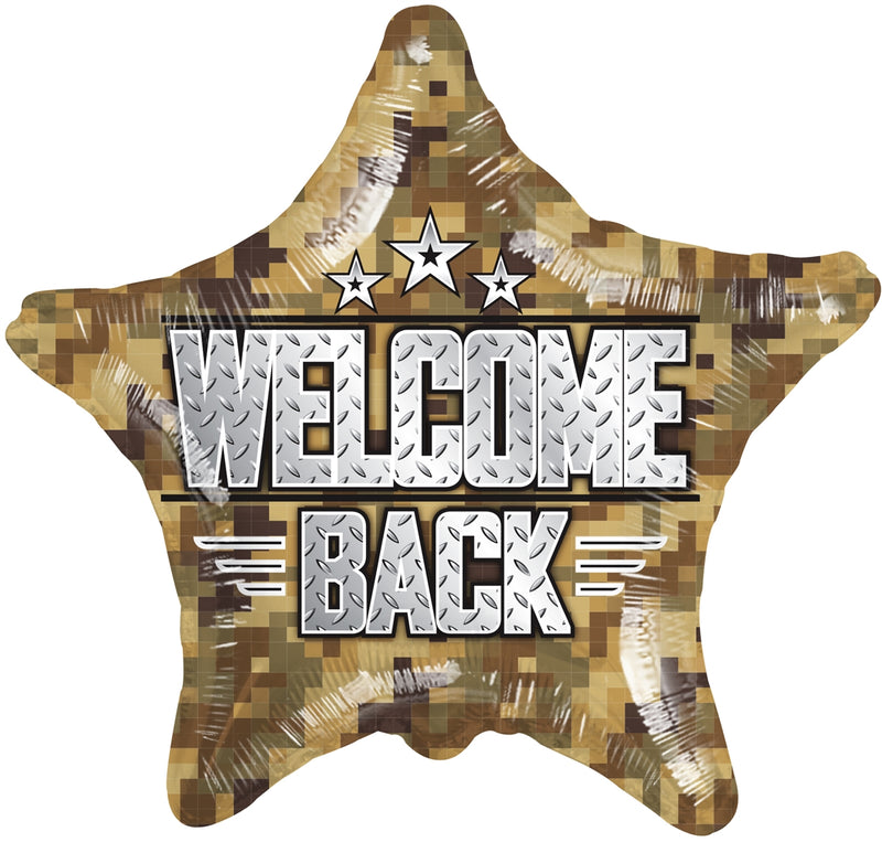 18" Welcome Back Camouflage Star Balloon