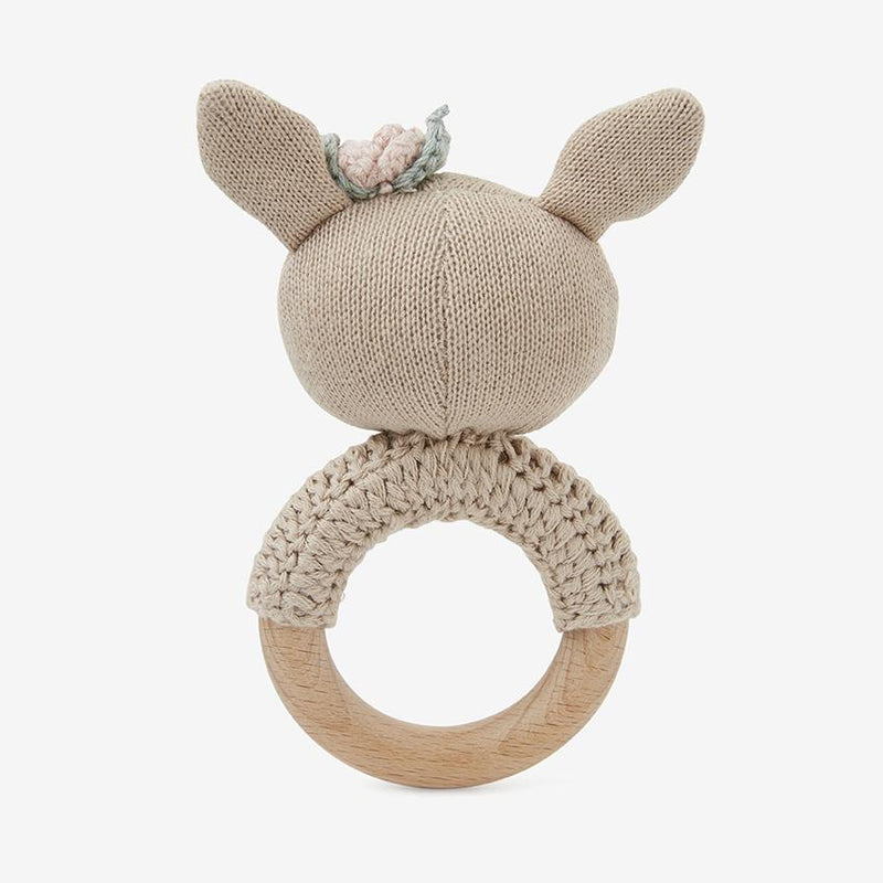 Fifi Fawn Knit Baby Ring Rattle