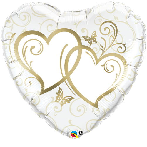 Heart Entwined Hearts Gold Balloon- 36"