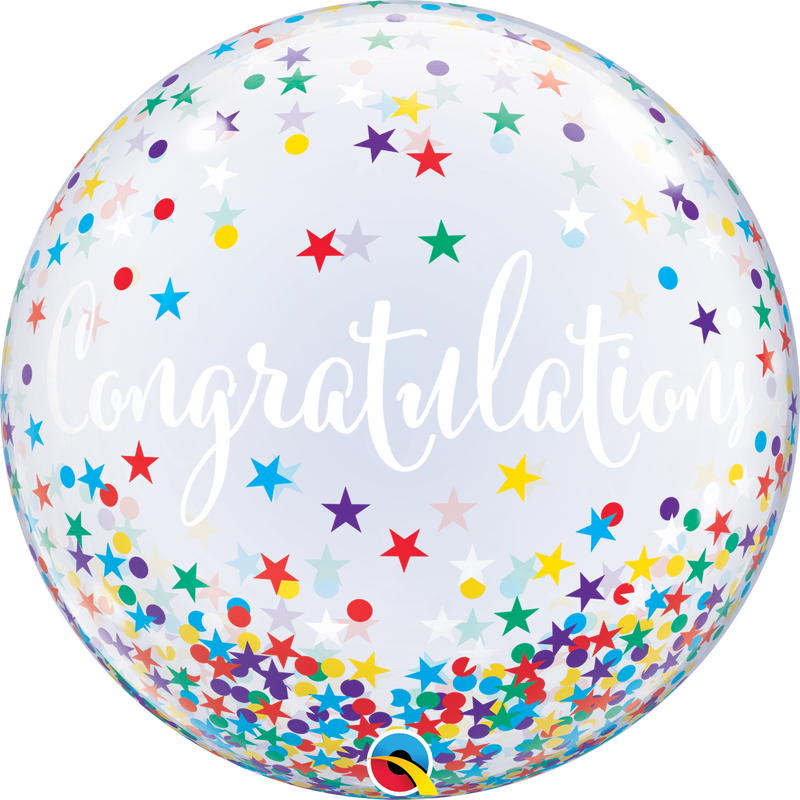 Round Congratulations Confetti Stars Bubble