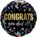 Round Congrats You Did It Metallic