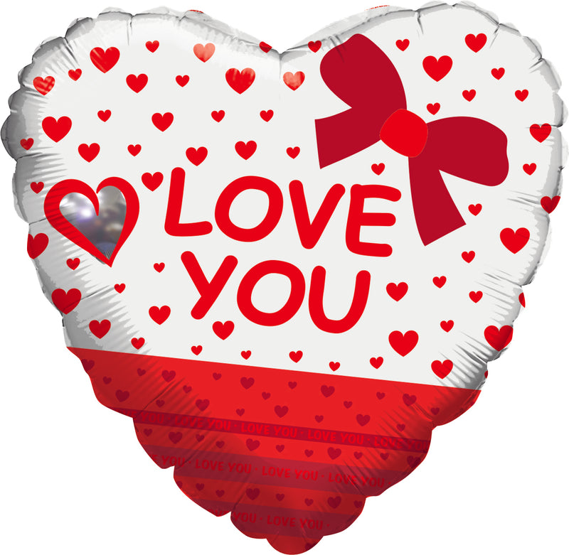 Love You Ribbon Bow Hearts Foil Balloon