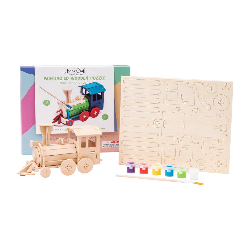 3D Puzzle with Paint Kit: Locomotive