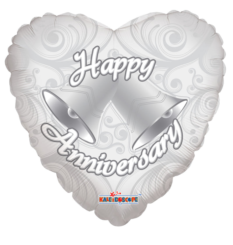 18" Happy Anniversary Bells Heart Balloon