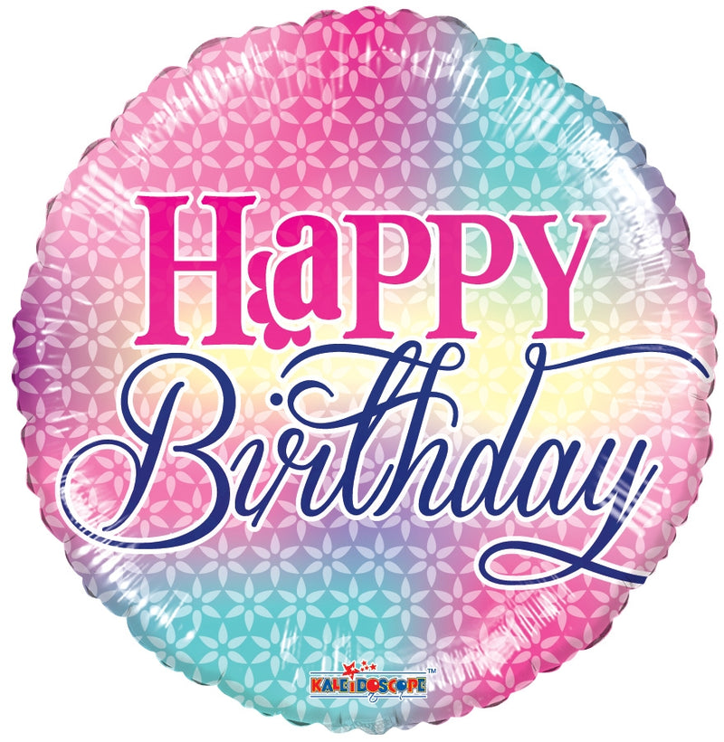 18" Happy Birthday Girly Colors Balloon