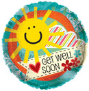 18" Get Well Soon Sun Clear View Balloon