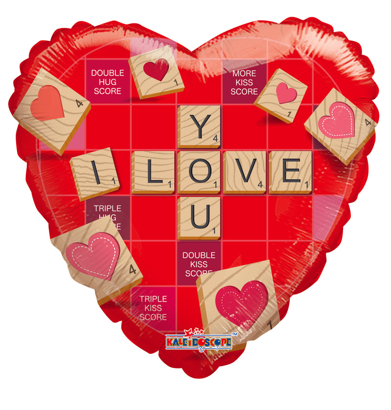 18" I Love You Scrabble Heart Balloon