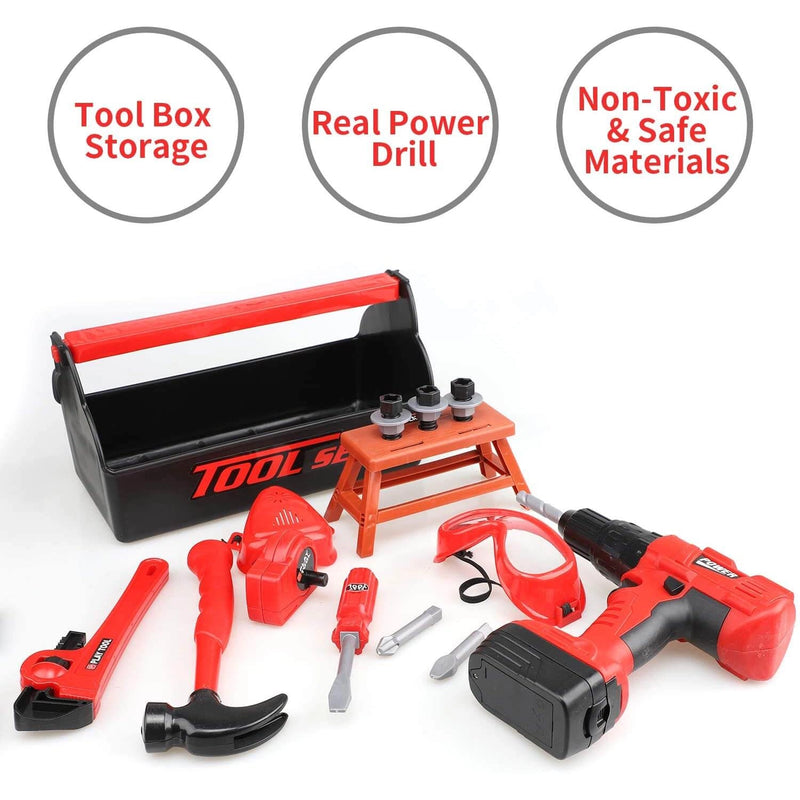 Kids Tool Set for Toddlers Red Tool Box