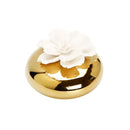Gold Round Diffuser with Dimensional White Flower