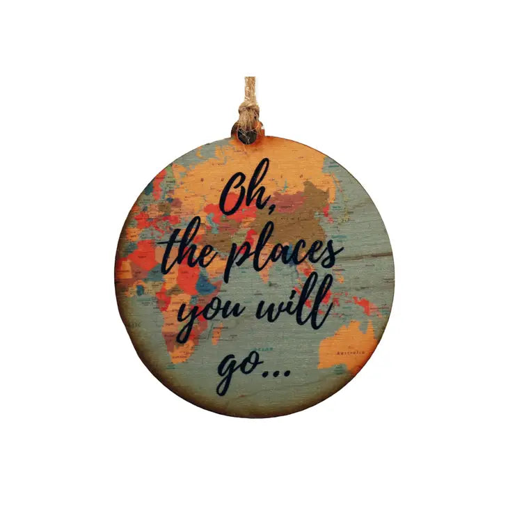 Oh The Places Map Ornament