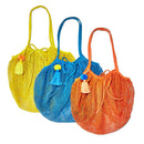 String Foldable Shopper with Hanging Pom Pom Fringe Tassel