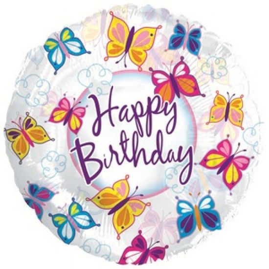 17" Happy Birthday Butterflies Balloon