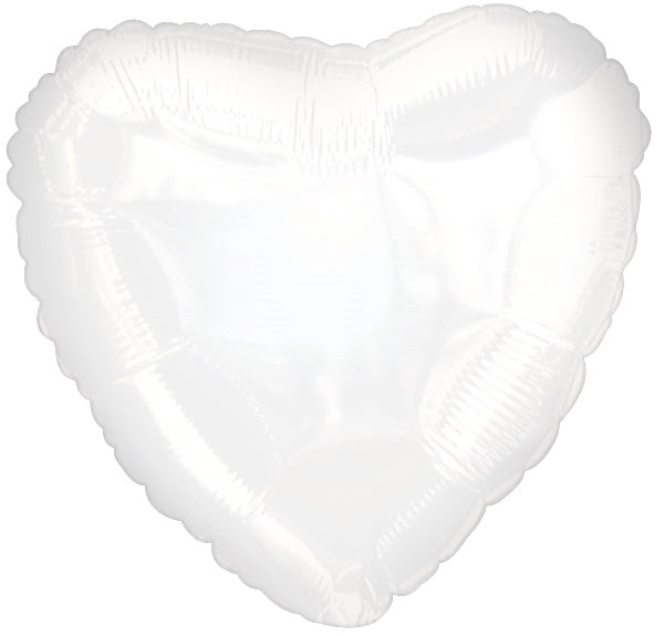 18"  White Heart Balloon