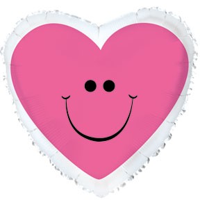 Pink Smiley Heart Balloon