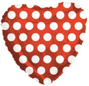18" Red & White Polka Dot Heart Balloon
