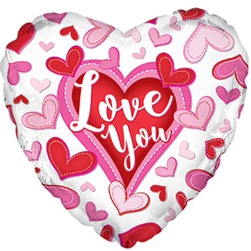 18" Love You Stitched Heart Balloon