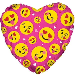 17" Pink Emoji Heart Balloon