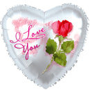 I Love You White with Red Rose Balloon