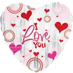 18" I Love You Hearts Pattern Heart Balloon