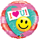 18" I Heart U! Smiley Balloon