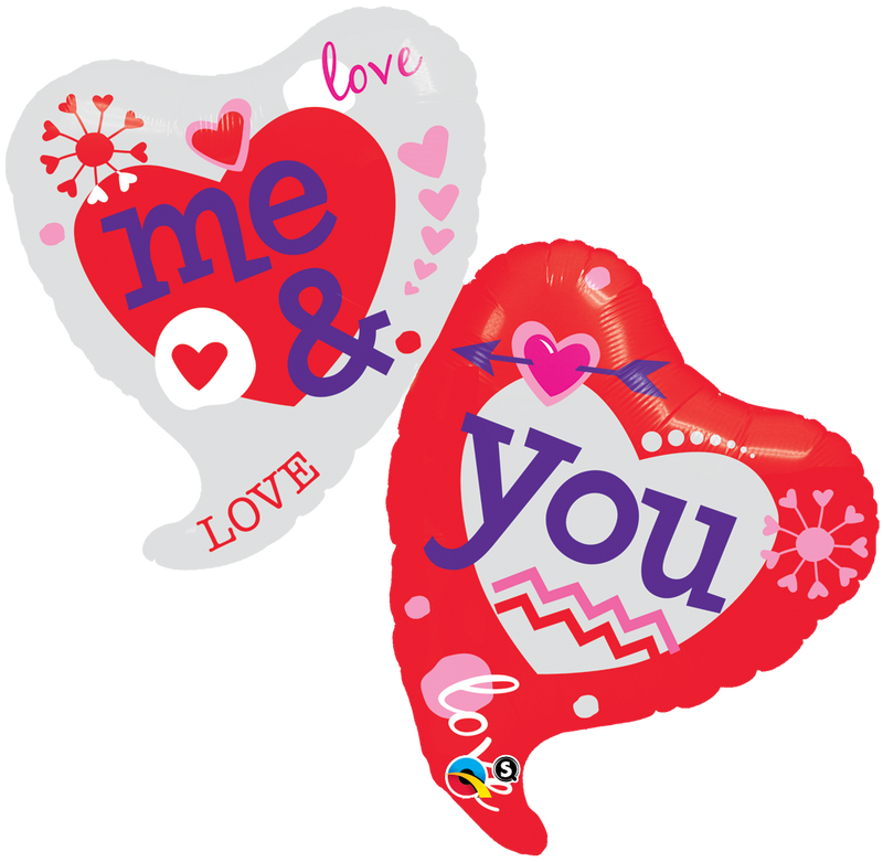 You and Me Two Hearts Balloon