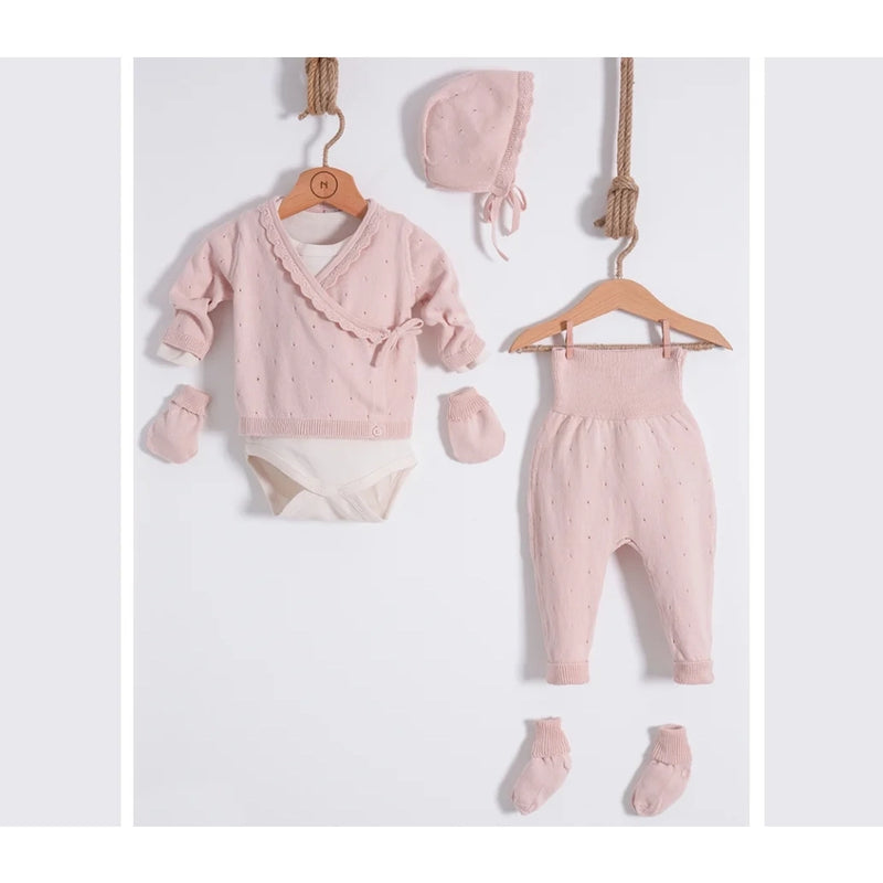 100% Cotton Knitwear Modern Style, Elegant  Newborn Bundle- Pink