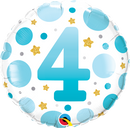 Round Age 4 Blue Dots Balloon