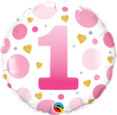 Round Age 1 pink Dots