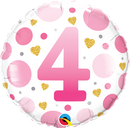 Round Age 4 pink Dots