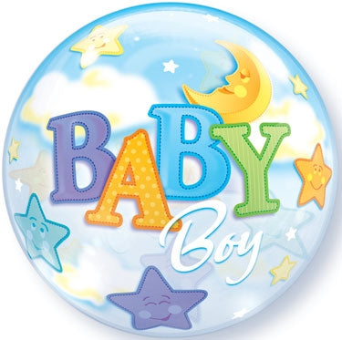 Baby Boy Moon & Stars Bubble Balloon