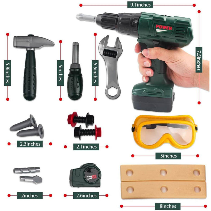 Kids Tool Set with Power Toy Drill - Plastic Case