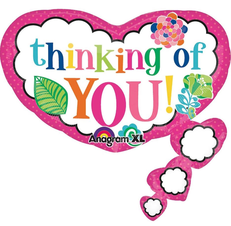 26" Thinking Of You! Thoughts Heart Balloon