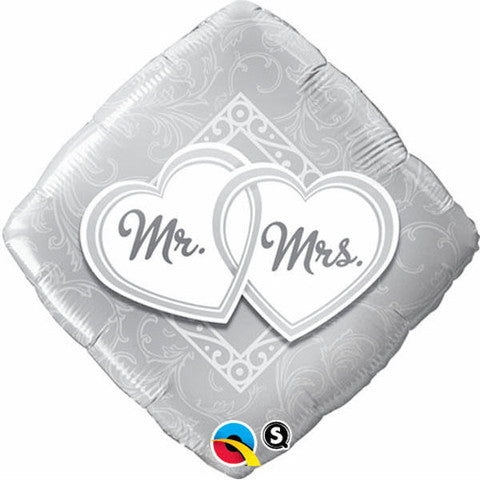 18" Mr. & Mrs. Entwined Hearts Balloon