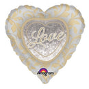 32" Gold & Silver Love Heart Balloon