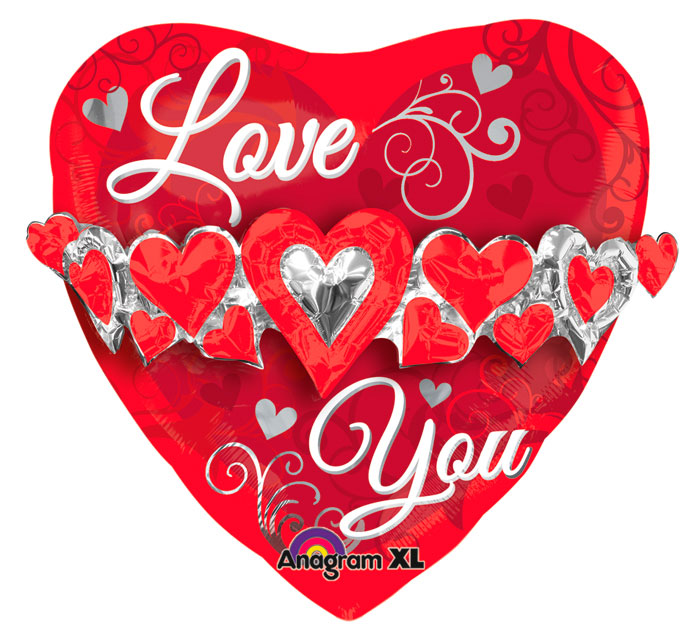 23" Love You Heart Garland Multi-Balloon