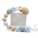 Blue and White Teething Pacifier Clip