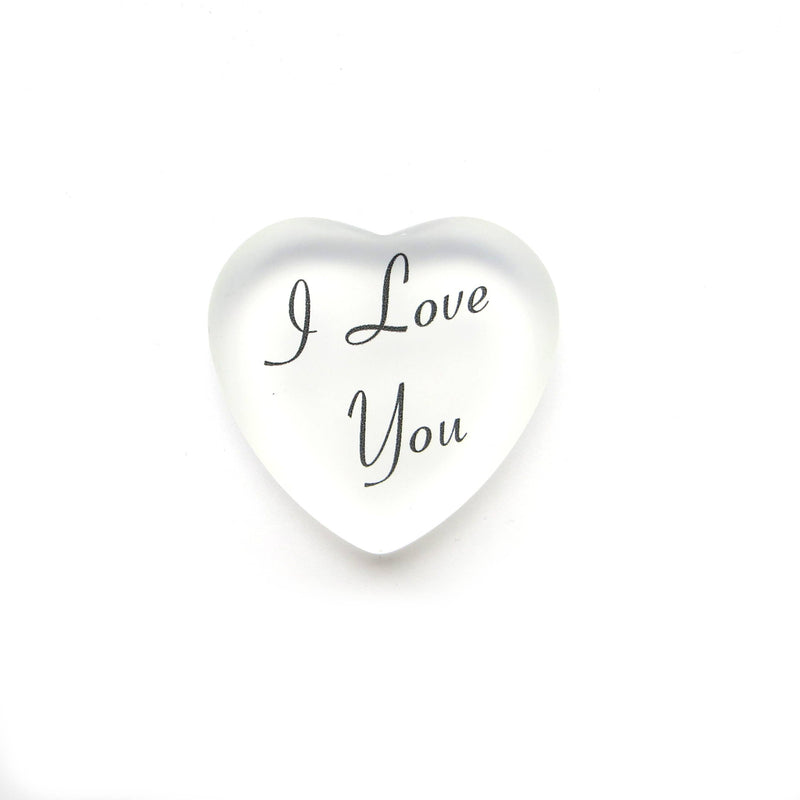 Lifeforce Glass, Inc. - I Love You Frosted Glass Heart with Pouch