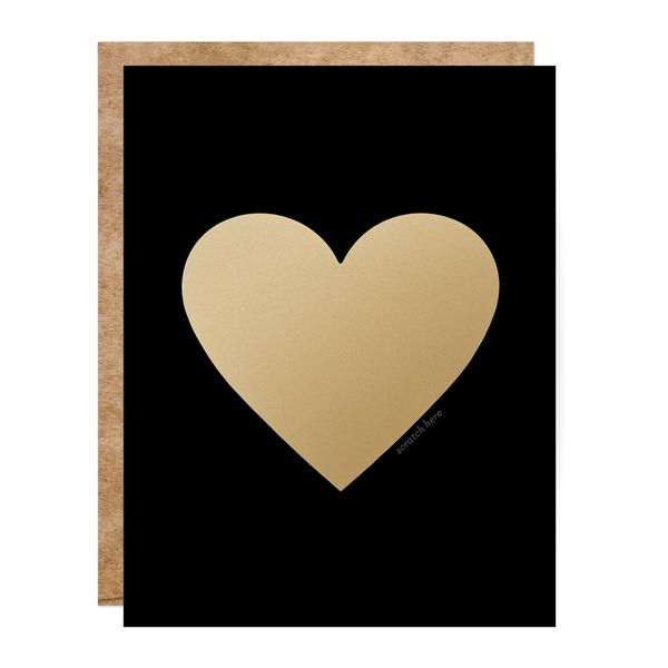 Black & Gold Heart Scratch-off Card