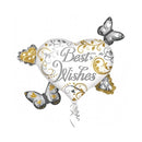 30" Best Wishes Heart & Butterflies Balloon