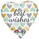 18" Metallic Best Wishes Heart Balloon