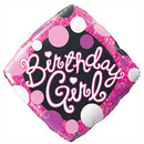 18" Birthday Girl Pink & Black Balloon
