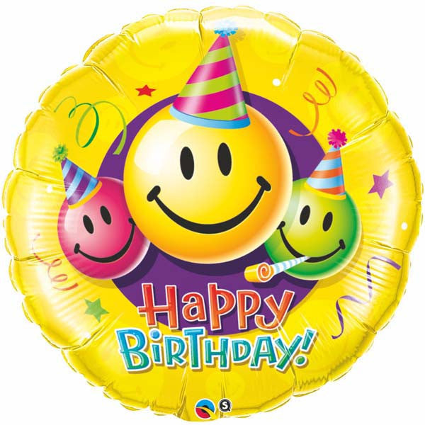 36" Happy Birthday Smiley Faces Jumbo Balloon