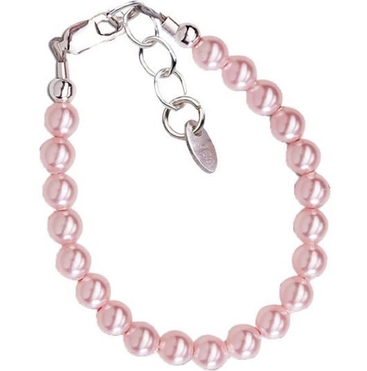 Sterling Silver Pink Swarovski Pearl Baby Bracelet