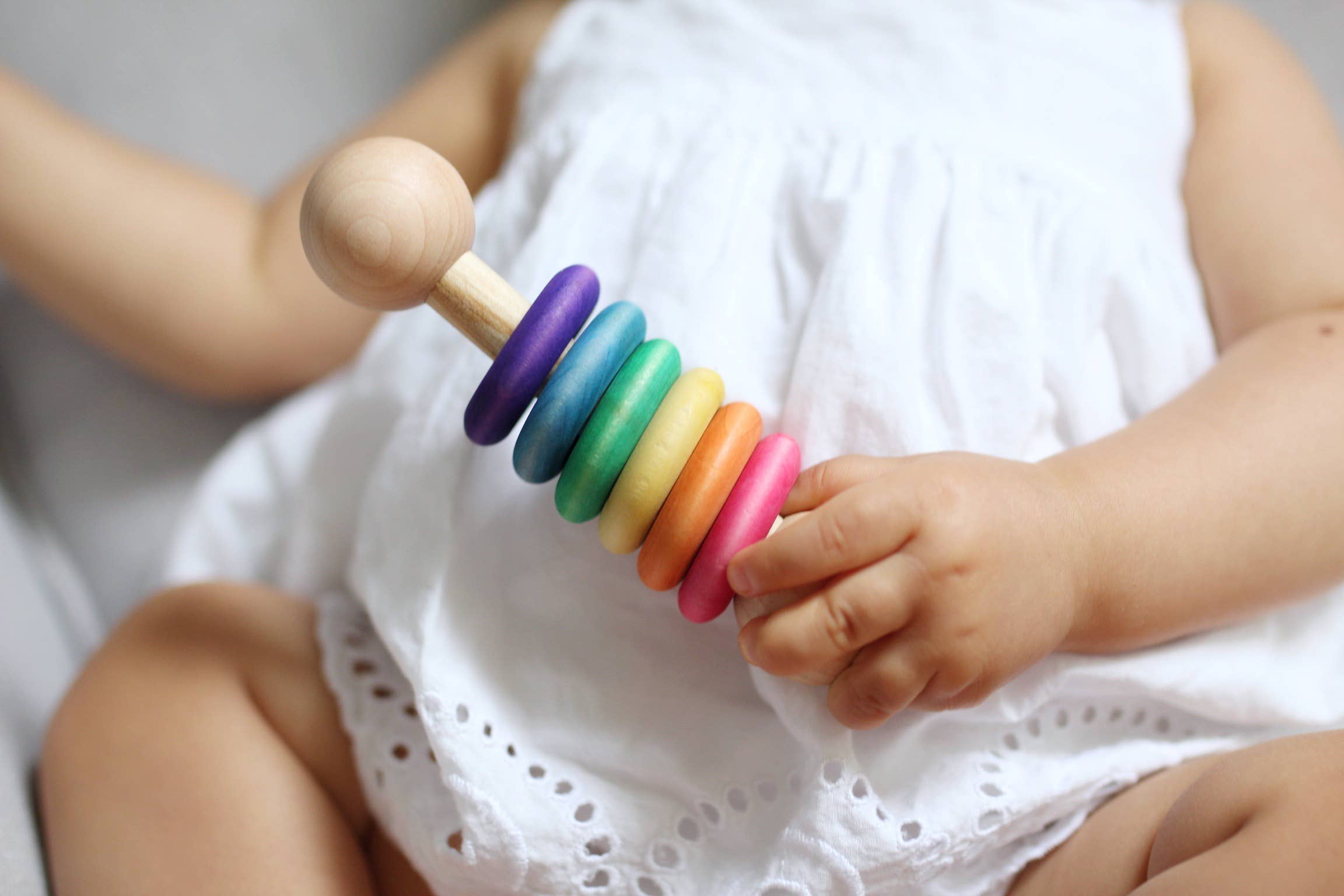 Rainbow Wooden Baby Rattle