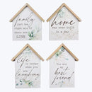 Wood Tabletop House-Shaped Sign 4 Ast